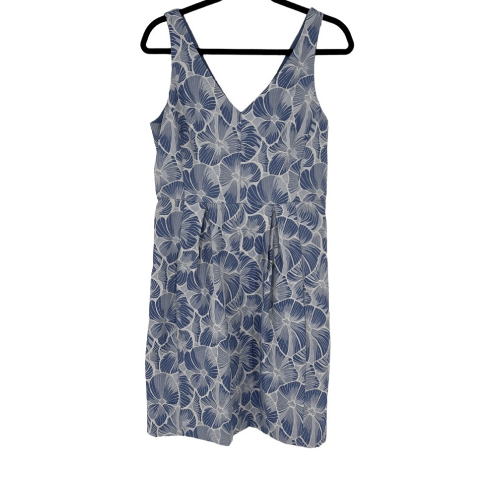 Anthropologie Moulinette Soeurs Willow Lake Blue Floral Brocade Dress Size 8 - Picture 4 of 9